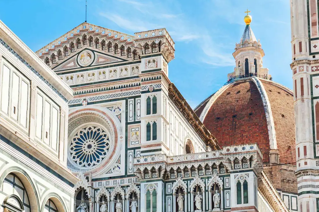 Brunelleschi's dome rising over Florence Cathedral, the landmark of the museums in Florence, Italy